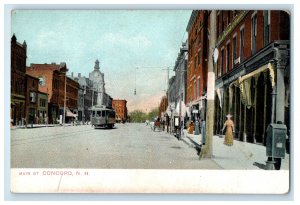 c1905 Trolley Car, Business Section Main St. Concord New Hampshire NH Postcard 