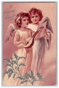 1908 Christmas Angels Banjo Caroling Richmond Virginia VA Antique Postcard