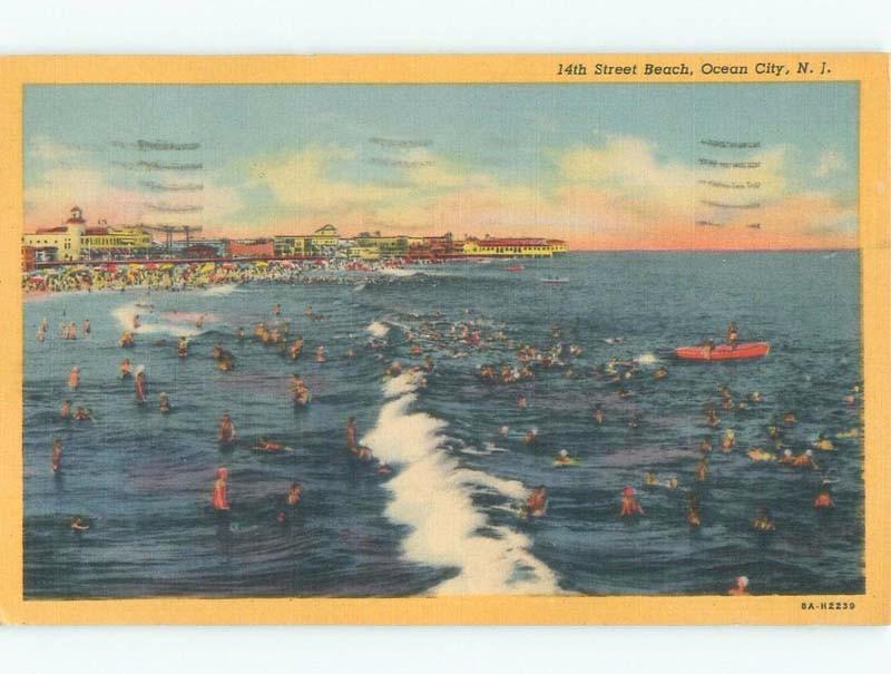 Linen SWIMMING AT THE 14TH STREET BEACH Ocean City New Jersey NJ d8101