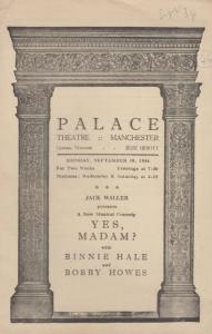 Yes Madam Musical Palace Manchester Vintage 1934 Theatre Programme