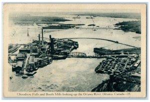 1929 Chaudiere Falls Booth Mills Ottawa River Ontario Canada Postcard