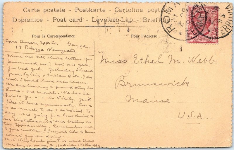 c1908 Tivoli, Italy Ponte Lucano Bridge Aniene River Ancient Roman Sepia PC A343