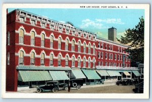 Port Henry New York NY Postcard New Lee House Building Classic Cars 1920 Vintage