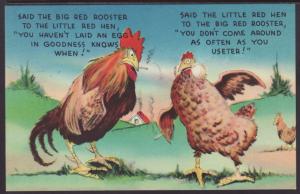 Said The Big Red Rooster...,Comic Postcard