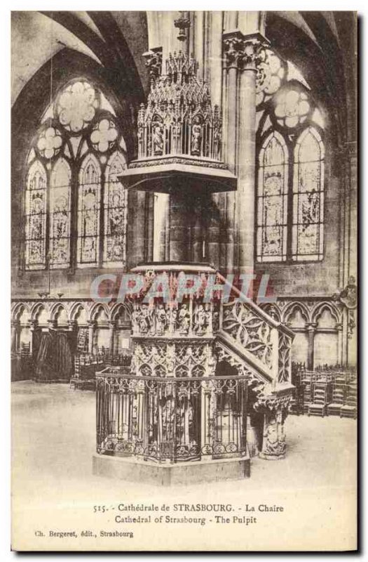 Old Postcard Strasbourg Cathedral Pulpit