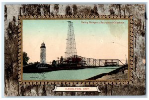 c1910 Swing Bridge at Entrance to Harbour Hamilton Ontario Canada Postcard 