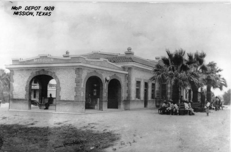 Mission Texas Railroad Depot 1928 Real Photo Antique Postcard K95608
