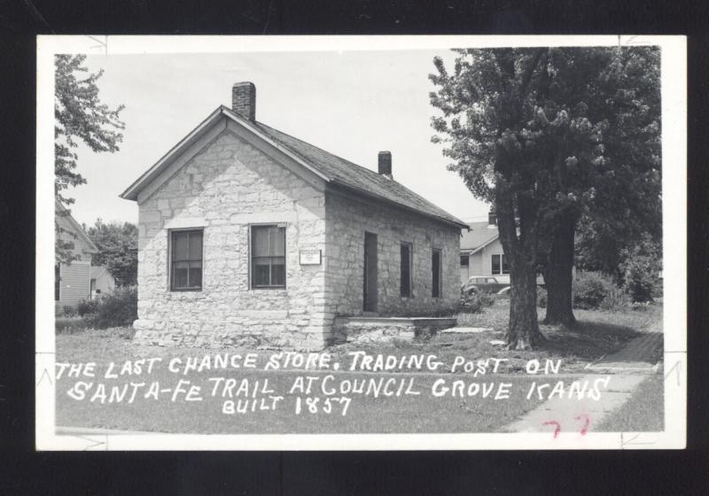 RPPC COUNCIL GROVE KANSAS LAST CHANCE TRADING POST STORE REAL PHOTO POSTCARD