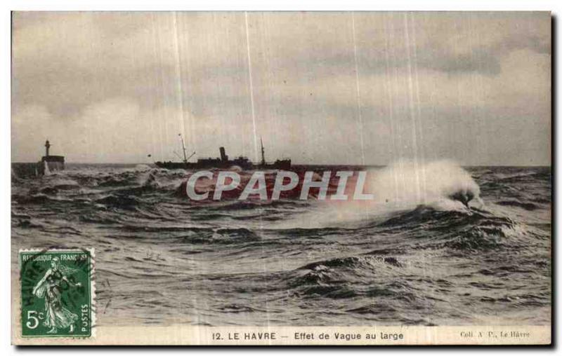 Old Postcard Le Havre Wave Effect in targe