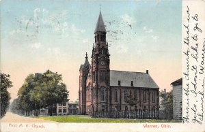 Warren Ohio 1907 Postcard First M.E. Church