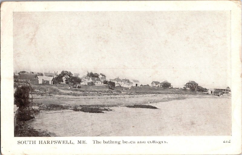 Bathing Beach and Cottages, South Harpswell ME c1920s Vintage Postcard K67 