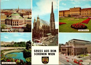 Greetings from Beautiful Vienna Austria Postcard Multi View Andres Co 1970 