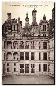 Old Postcard Chambord Castle Door Facade of South Entrance