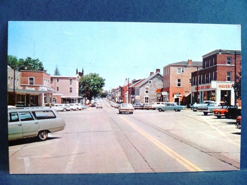 Postcard PA Hummelstown Center Square Old Cars Hauer's Department Store