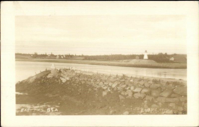 Lubec ME Shore & Lighthouse c1930 Real Photo Postcard