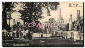 Old Postcard Belgium Bruges Interior Beguinage