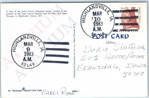 1983 Highlandville, IA DPO Town Post Office Cancel Stamp USPO Postcard Iowa A177
