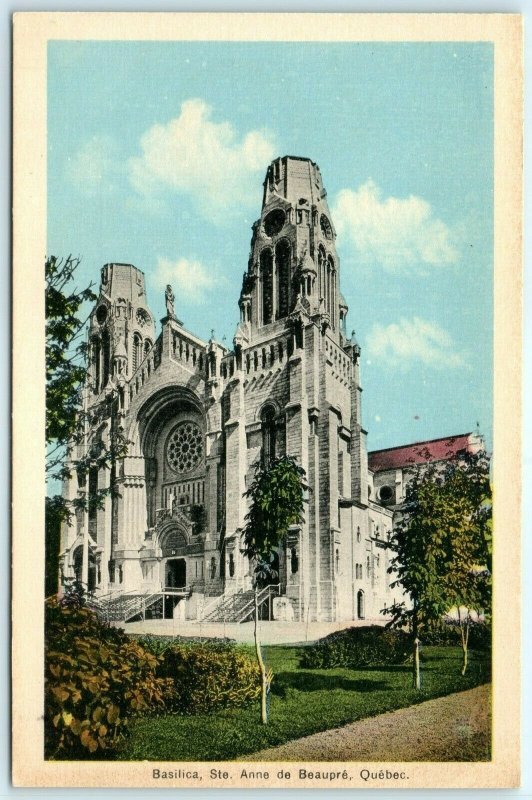 c1920s Basilica of Sainte Anne de Beaupré Litho Photo Postcard Quebec Chapel A23