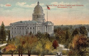 General View of State Capitol and Grounds, Sacramento, CA, Early Postcard