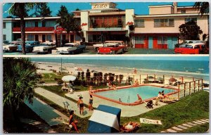 Lido Beach Motel And Apartments Daytona Beach Florida Grounds & Pool Postcard