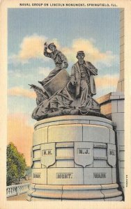 Naval Group, Lincoln Monument, Springfield, IL Military c1930s Vintage Postcard