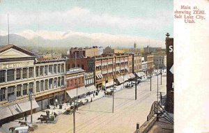 Main Street Showing ZEMI Salt Lake City Utah 1905c postcard