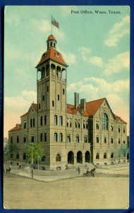 Waco Texas tx Post Office Building old postcard #2