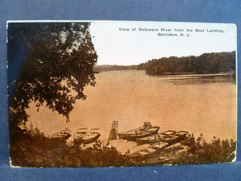 Postcard NJ Belvidere View of Delaware River from the Boat Landing 1915
