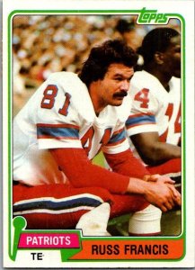 1981 Topps Football Card Russ Francis New England Patriots sk10385