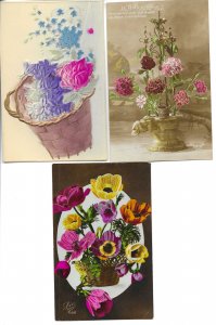 Beautiful flowers Lor of nineteen (29) old vintage PC. Early 20th century