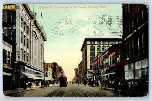 Denver Colorado Postcard Sixteenth St Capitol Distance Building Streetcar 1909