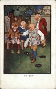 Colonial Men Playing Quoits Game c1910 Vintage Postcard