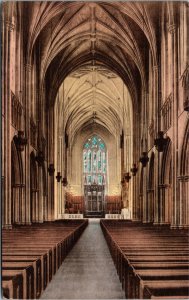 Postcard NC Durham Chapel Interior Duke Univ. Handcolored Albertype 1937 S76