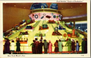 Ford Exhibit Cycle of Production, New York World's Fair Vintage Postcard M35