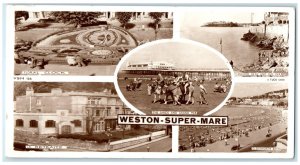 1954 Weston-Super-Mare Somerset England Multiview Tuck Art RPPC Photo Postcard