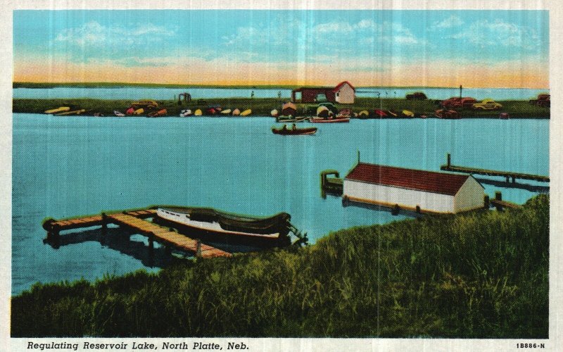 Vintage Postcard 1930's Regulating Reservoir Lake Water North Platte Nebraska NE