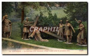 Old Postcard Lourdes Calvary Jesus falls for the First time