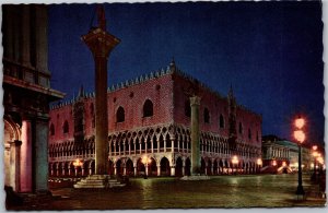 Postcard Italy Venice Ducal Palace by Night