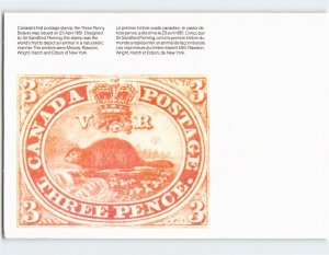 Postcard 3 Pence Beaver Stamp April 23, 1851 Canada Postage