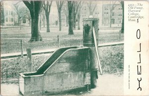 Old Pump Harvard College Cambridge Mass. Antique Postcard Undivided Back Cancel 