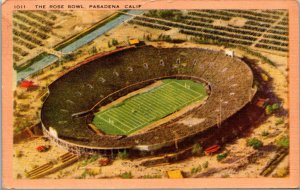 Vtg 1940s The Rose Bowl Stadium Football Pasadena California CA Linen Postcard