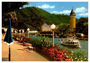 Tourist Boat On River in Bad Ems Germany Boat Postcard