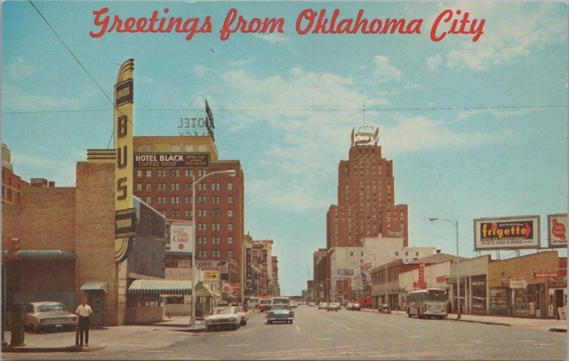 Postcard Greetings from Oklahoma City OK Vintage Cars