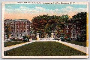 Vintage Postcard Haven & Winchell Halls Syracuse University Building New York NY