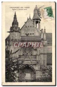 Old Postcard Chaumont in Vexin Church north portal