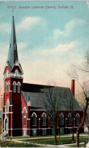 DeKALB, IL Illinois    SWEDISH  LUTHERAN  CHURCH   c1910s   Postcard