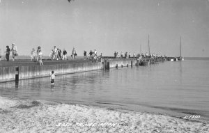 East Tawas Michigan People on Pier Real Photo Vintage Postcard AA83449