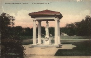 Canandaigua New York NY Recreation Grounds Fountain c1910 Vintage Postcard