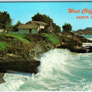 c1970s Santa Cruz, CA West Cliff Drive Pacific Ocean Waves Surf Chrome PC A314