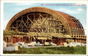 Construction Mormon Tabernacle Salt Lake City Utah UT WB Postcard VTG UNP Unused